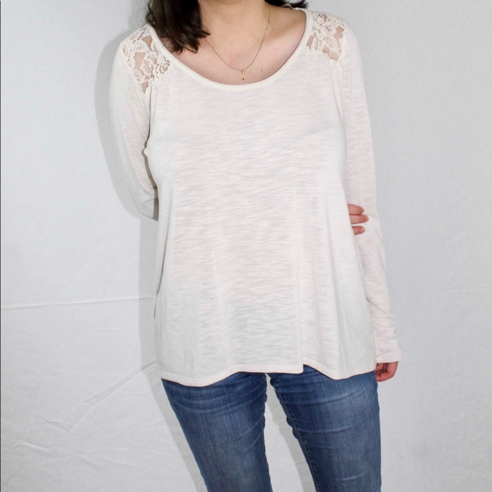 Rewind off White Lace Long Sleeve Shirt
